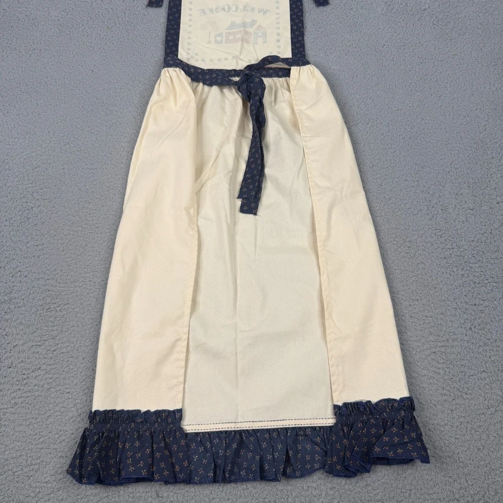 VTG Handmade Full Bib Apron Welcome House Primitive Country Cottagecore Prairie